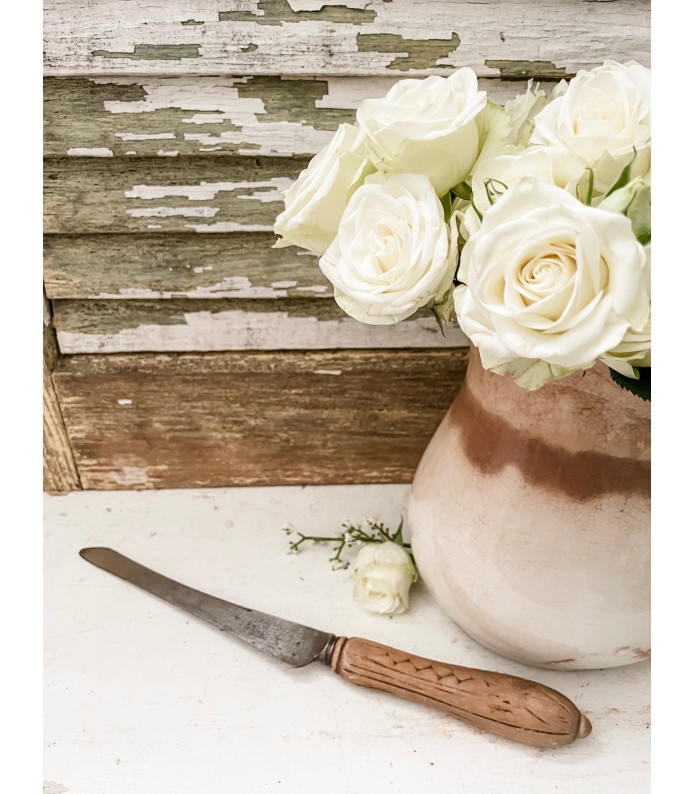 Antique English Wood Bread Knife - Hand Carved, Beautiful light wood, Stamped